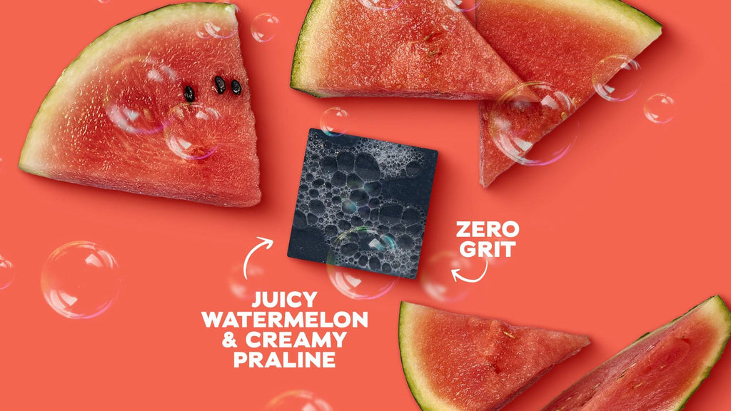 Juicy watermelon & creamy praline, zero grit soap